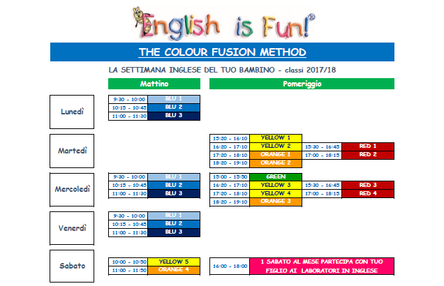 calendario classi english is fun inglese per bambini